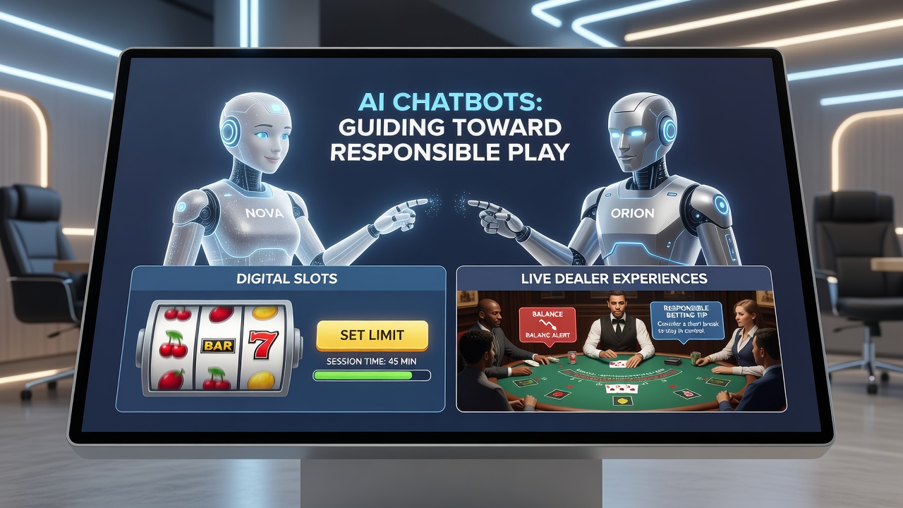 Live-Dealer-Tisch mit integriertem KI-Chatbot-Fenster für verantwortungsvolle Spielhinweise